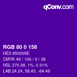 Color code: RGB 80 0 158 | qconv.com