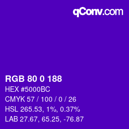 Color code: RGB 80 0 188 | qconv.com