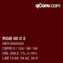 Color code: RGB 80 0 2 | qconv.com