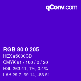 Color code: RGB 80 0 205 | qconv.com