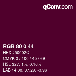 Color code: RGB 80 0 44 | qconv.com