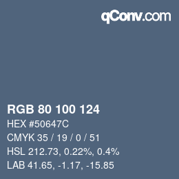 Código de color: RGB 80 100 124 | qconv.com