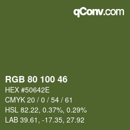 Color code: RGB 80 100 46 | qconv.com