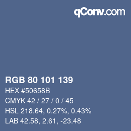 Color code: RGB 80 101 139 | qconv.com