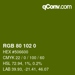 Color code: RGB 80 102 0 | qconv.com