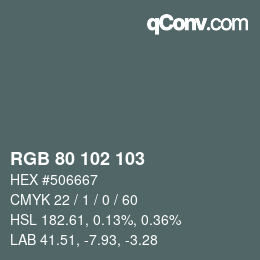 Código de color: RGB 80 102 103 | qconv.com