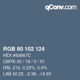 Color code: RGB 80 102 124 | qconv.com