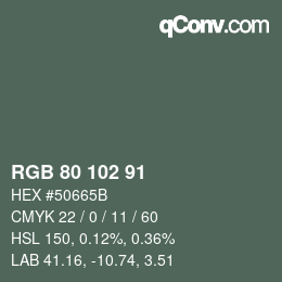 Color code: RGB 80 102 91 | qconv.com