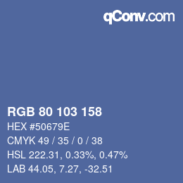 Color code: RGB 80 103 158 | qconv.com