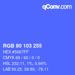 Color code: RGB 80 103 255 | qconv.com
