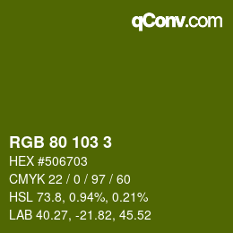 カラーコード: RGB 80 103 3 | qconv.com