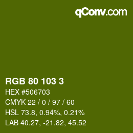 Color code: RGB 80 103 3 | qconv.com