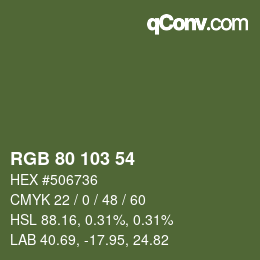 Color code: RGB 80 103 54 | qconv.com