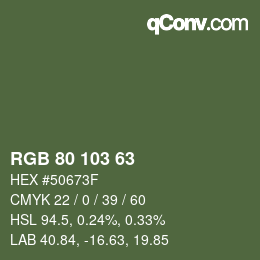 Color code: RGB 80 103 63 | qconv.com