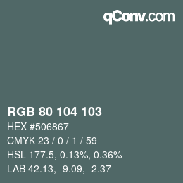 Color code: RGB 80 104 103 | qconv.com