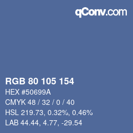 Color code: RGB 80 105 154 | qconv.com