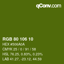 Color code: RGB 80 106 10 | qconv.com