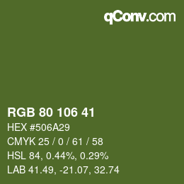 カラーコード: RGB 80 106 41 | qconv.com