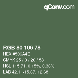 Código de color: RGB 80 106 78 | qconv.com