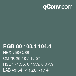 カラーコード: RGB 80 108.4 104.4 | qconv.com