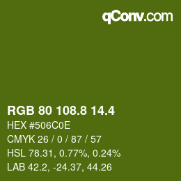 カラーコード: RGB 80 108.8 14.4 | qconv.com