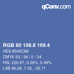 カラーコード: RGB 80 108.8 169.4 | qconv.com