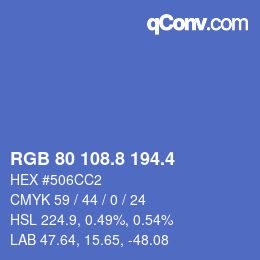 カラーコード: RGB 80 108.8 194.4 | qconv.com
