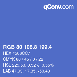カラーコード: RGB 80 108.8 199.4 | qconv.com