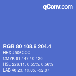 カラーコード: RGB 80 108.8 204.4 | qconv.com