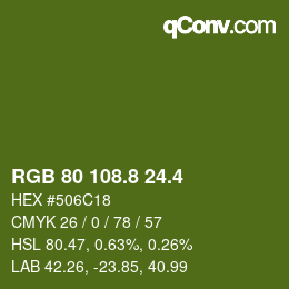 カラーコード: RGB 80 108.8 24.4 | qconv.com