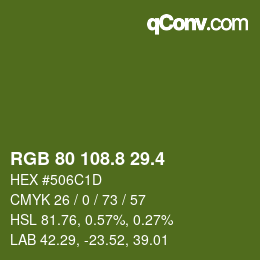 カラーコード: RGB 80 108.8 29.4 | qconv.com
