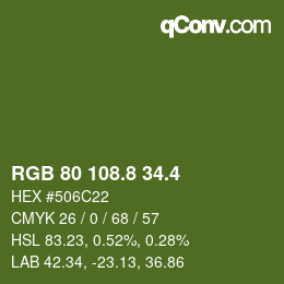カラーコード: RGB 80 108.8 34.4 | qconv.com