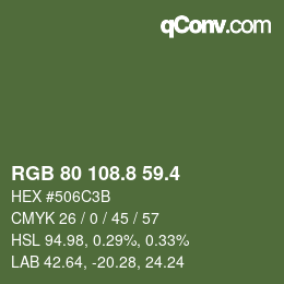 カラーコード: RGB 80 108.8 59.4 | qconv.com