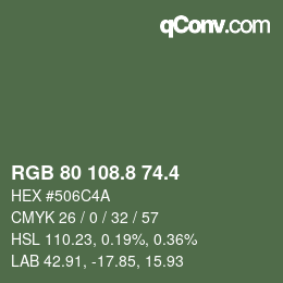 カラーコード: RGB 80 108.8 74.4 | qconv.com