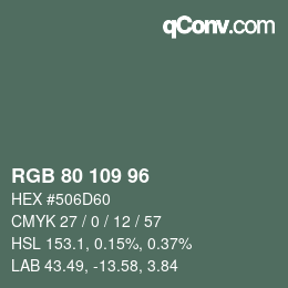 颜色代码: RGB 80 109 96 | qconv.com