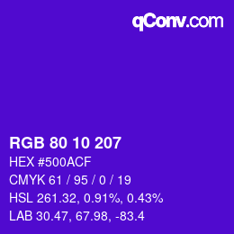 Color code: RGB 80 10 207 | qconv.com