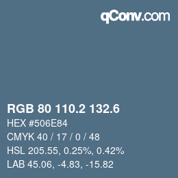 カラーコード: RGB 80 110.2 132.6 | qconv.com