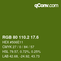カラーコード: RGB 80 110.2 17.6 | qconv.com