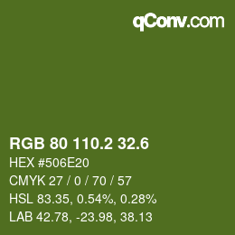 カラーコード: RGB 80 110.2 32.6 | qconv.com