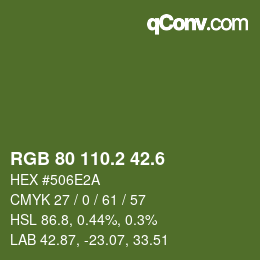 カラーコード: RGB 80 110.2 42.6 | qconv.com