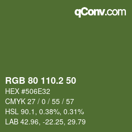 カラーコード: RGB 80 110.2 50 | qconv.com