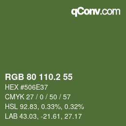 カラーコード: RGB 80 110.2 55 | qconv.com
