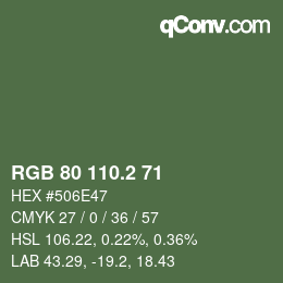 カラーコード: RGB 80 110.2 71 | qconv.com