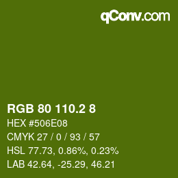 カラーコード: RGB 80 110.2 8 | qconv.com