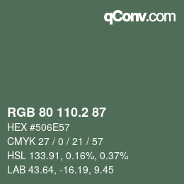 カラーコード: RGB 80 110.2 87 | qconv.com