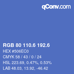 カラーコード: RGB 80 110.6 192.6 | qconv.com