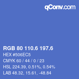 カラーコード: RGB 80 110.6 197.6 | qconv.com