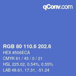 カラーコード: RGB 80 110.6 202.6 | qconv.com