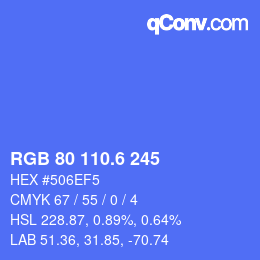 カラーコード: RGB 80 110.6 245 | qconv.com