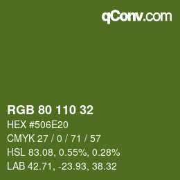 Color code: RGB 80 110 32 | qconv.com